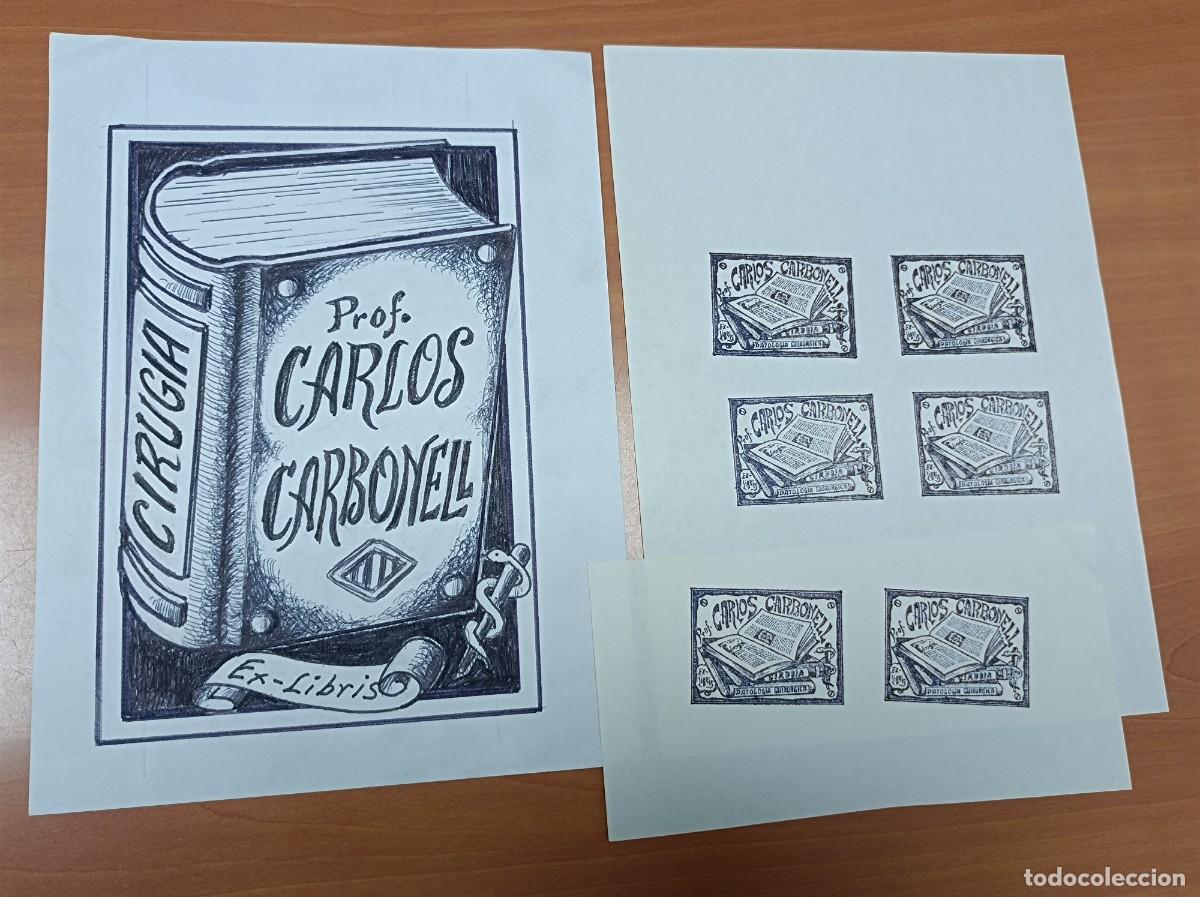 Arte: BOCETO ORIGINAL EX LIBRIS CARLOS CARBONELL - Foto 1