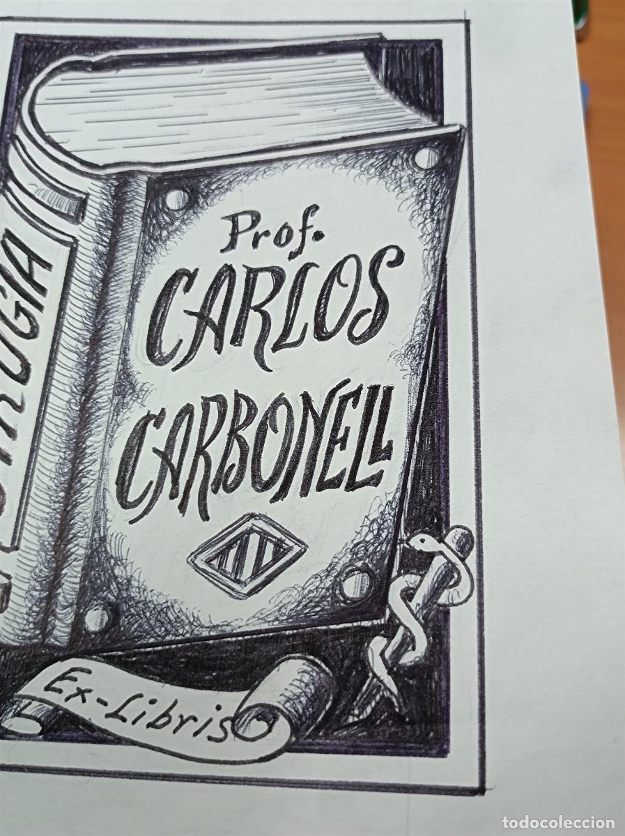 Arte: BOCETO ORIGINAL EX LIBRIS CARLOS CARBONELL - Foto 4