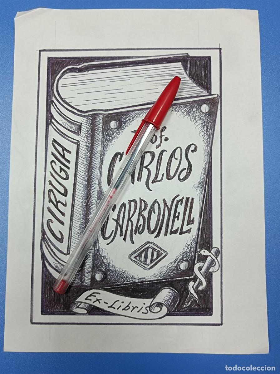 Arte: BOCETO ORIGINAL EX LIBRIS CARLOS CARBONELL - Foto 6