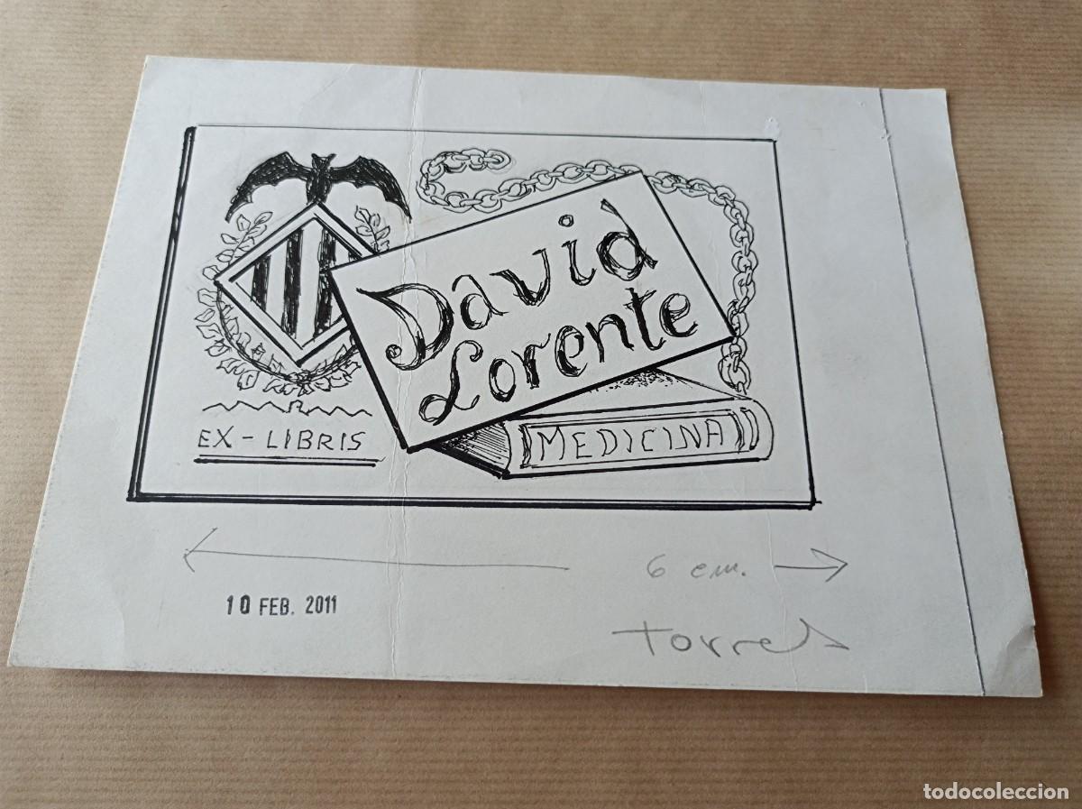 Arte: BOCETO ORIGINAL EXLIBRIS DAVID LORENTE - Foto 1