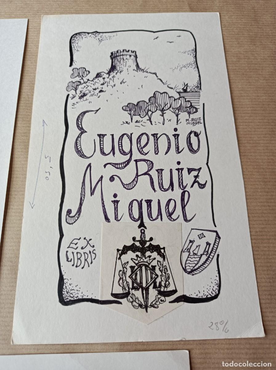 Arte: BOCETO ORIGINAL EXLIBRIS EUGENIO RUIZ MIQUEL - Foto 2