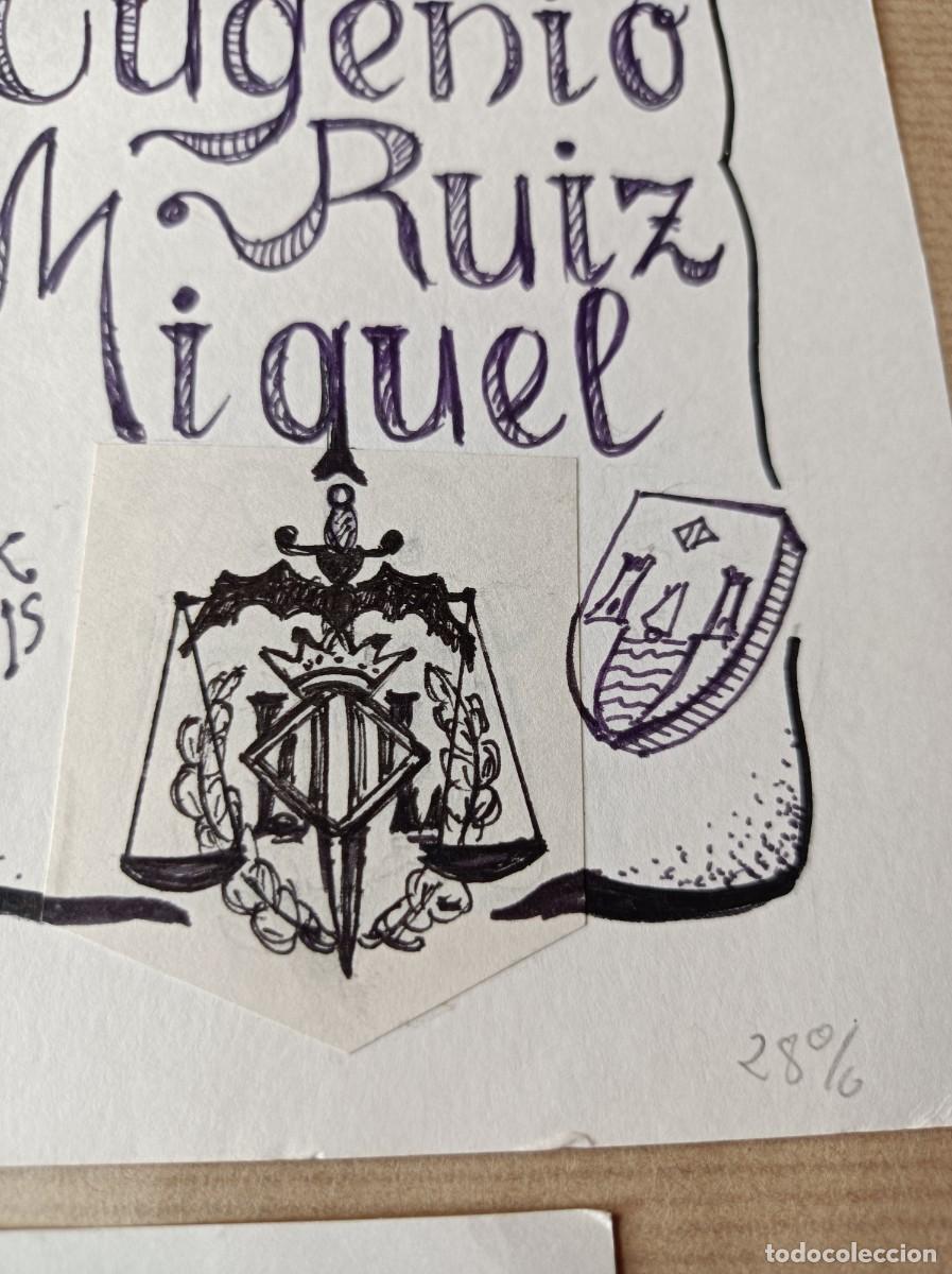 Arte: BOCETO ORIGINAL EXLIBRIS EUGENIO RUIZ MIQUEL - Foto 3