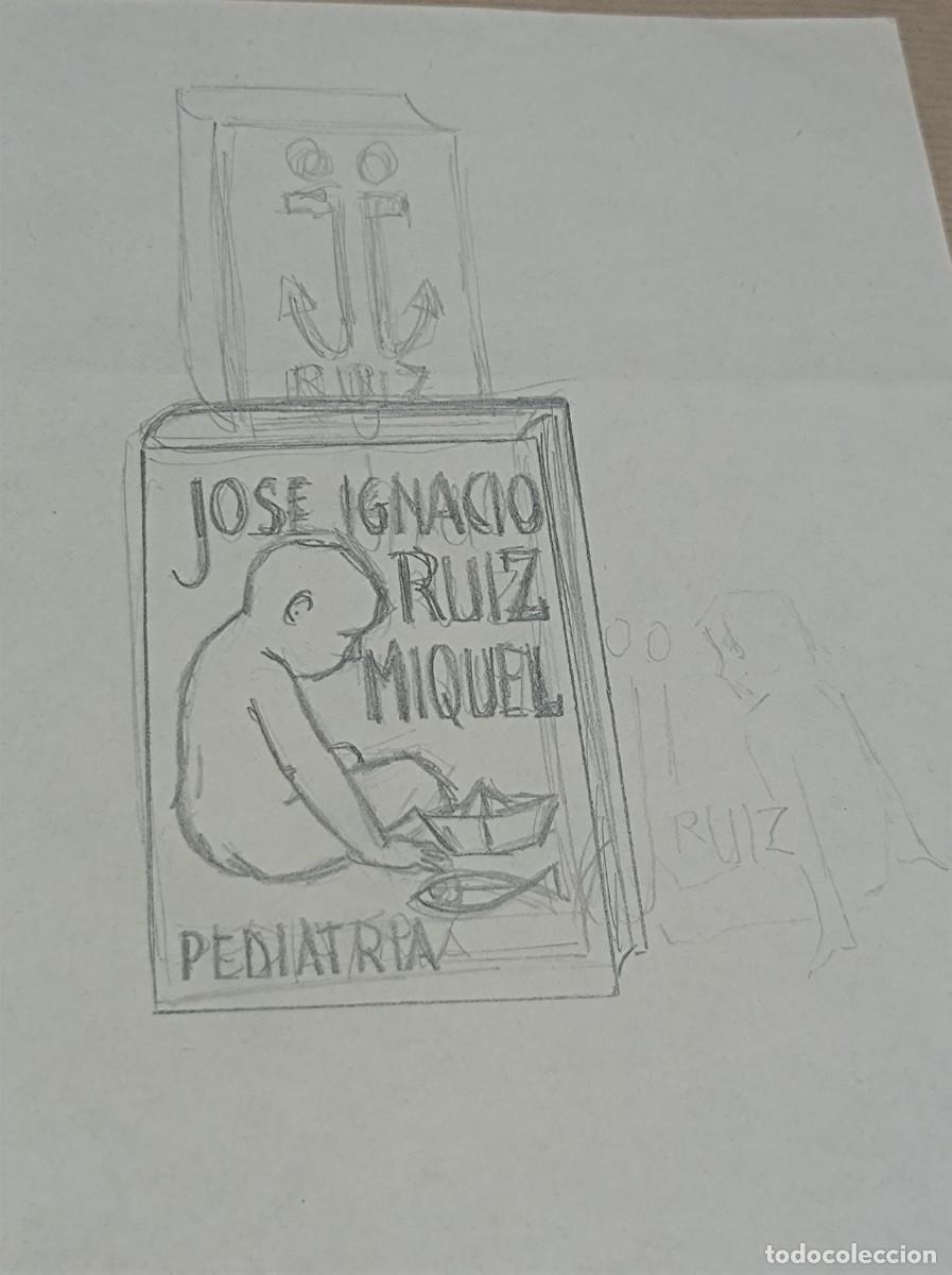 Arte: BOCETO ORIGINAL EXLIBRIS EX LIBRIS - Foto 3