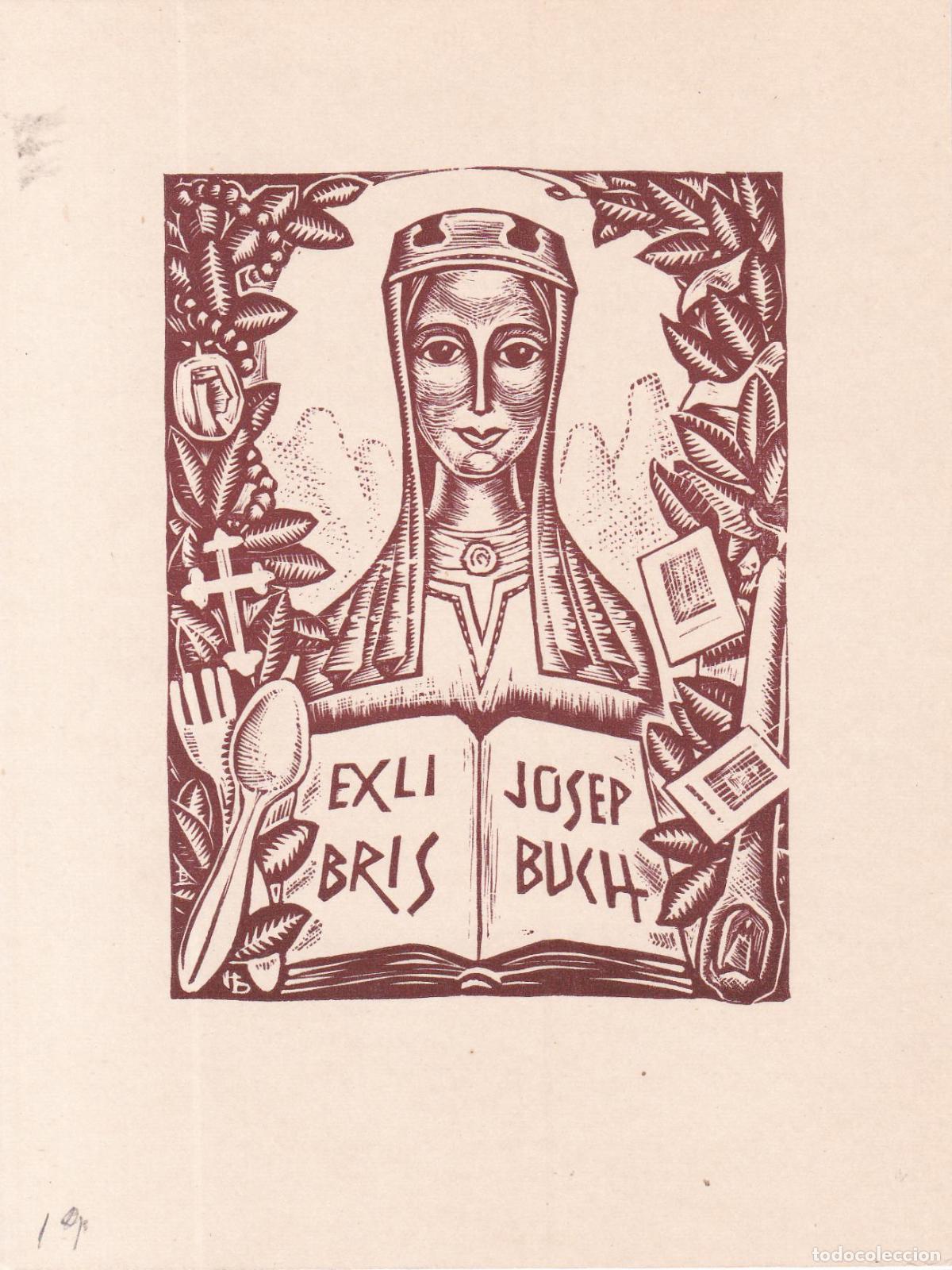 Arte: EX-LIBRIS DE ORIOL M&ordf; DIVI PARA JOSEP BUCH &ndash; 1967 - Foto 1