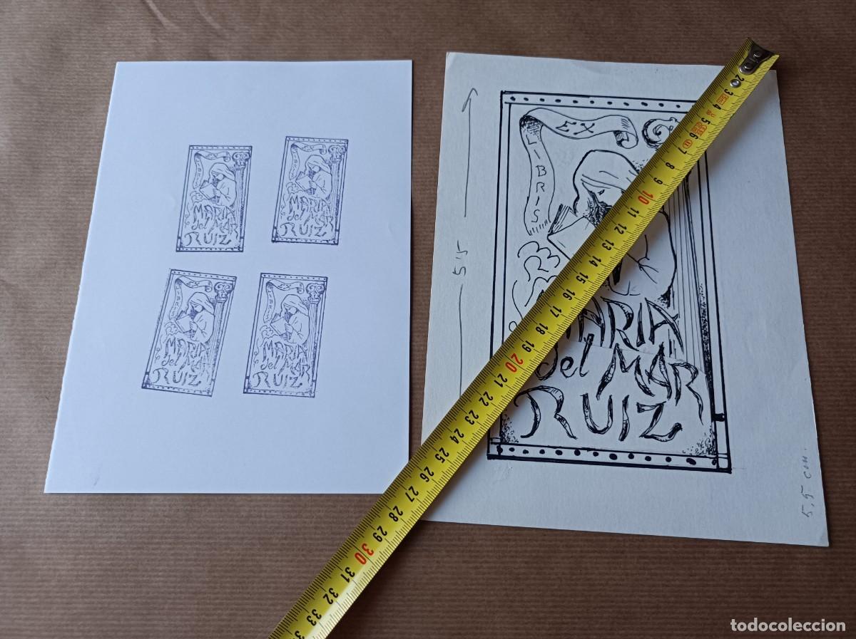 Arte: BOCETO ORIGINAL EXLIBRIS EX LIBRIS - Foto 1