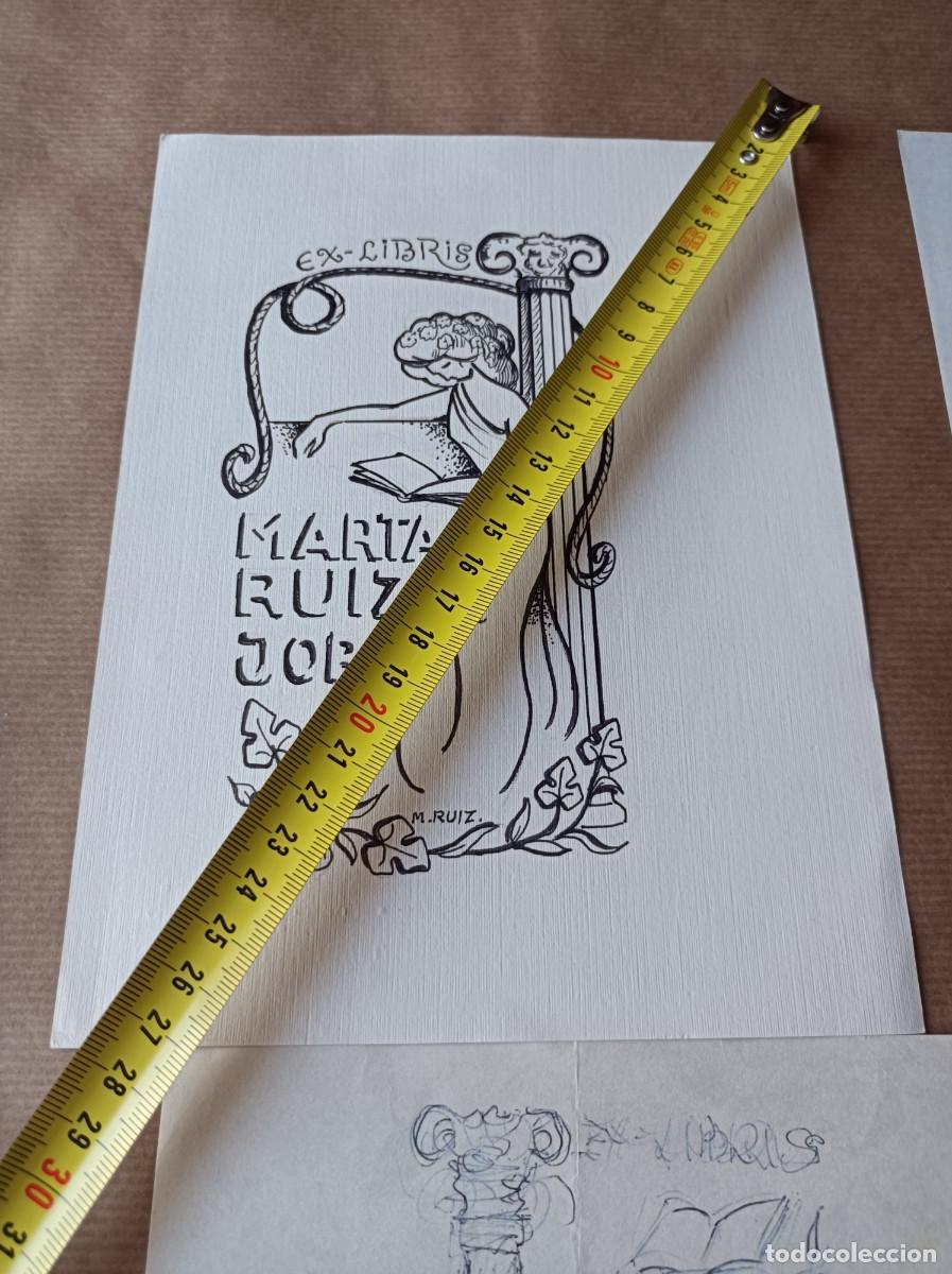 Arte: BOCETO ORIGINAL EXLIBRIS EX LIBRIS - Foto 3