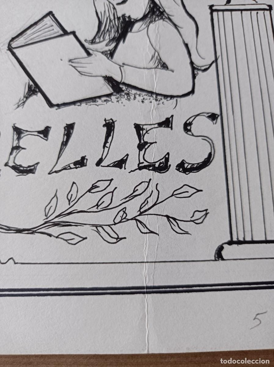 Arte: BOCETO ORIGINAL EXLIBRIS EX LIBRIS - Foto 4