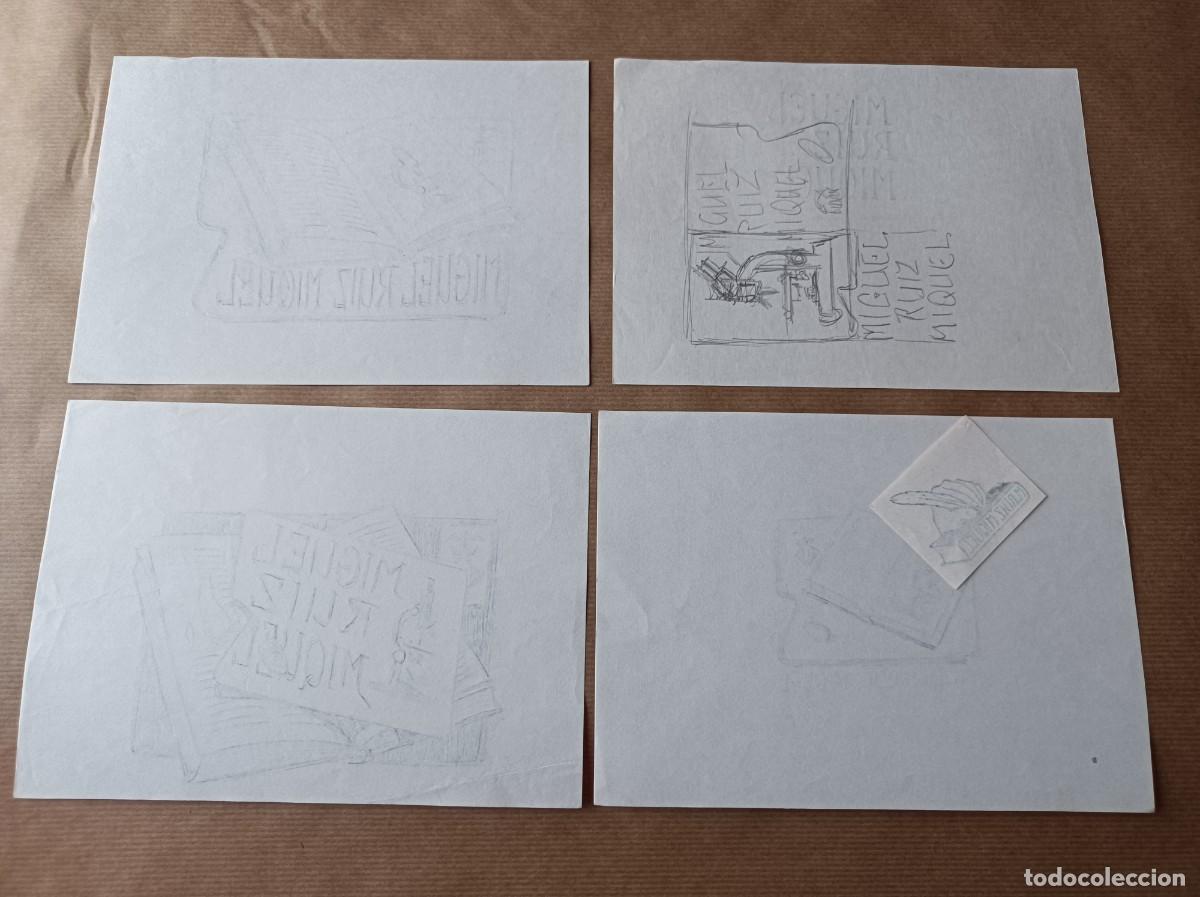 Arte: BOCETO ORIGINAL EXLIBRIS EX LIBRIS - Foto 6
