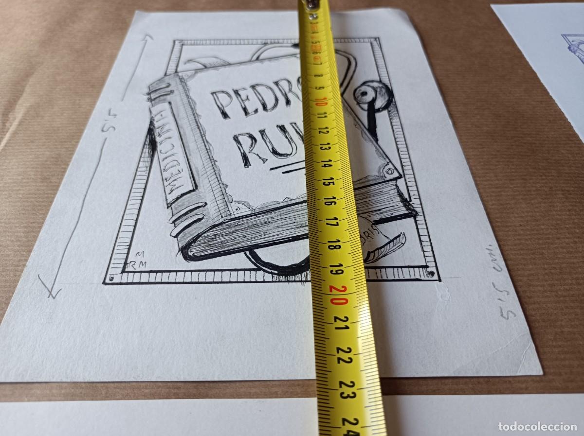 Arte: BOCETO ORIGINAL EXLIBRIS EX LIBRIS - Foto 2