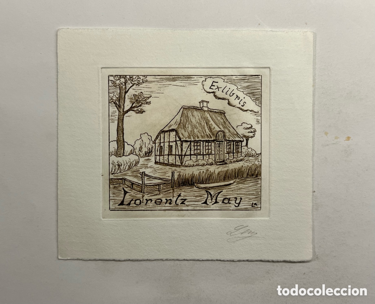 Arte: EXLIBRIS.. Ex Libris Bookplate Lorentz May Denmark Medidas: 10 x 10 cms. - Foto 1