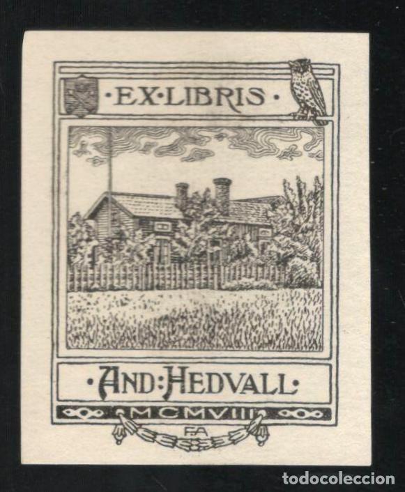 Arte: EX-LIBRIS AND HEDVALL. MCMVIII (1908) Por FA - Foto 1