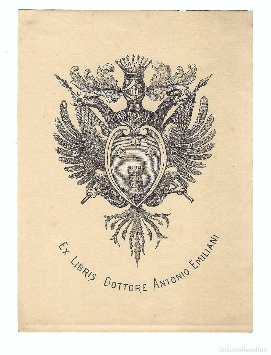 Arte: EX- LIBRIS.- DOTTORE ANTONIO EMILIANI. HER&Aacute;LDIGA. ARTE. LIBROS - Foto 1