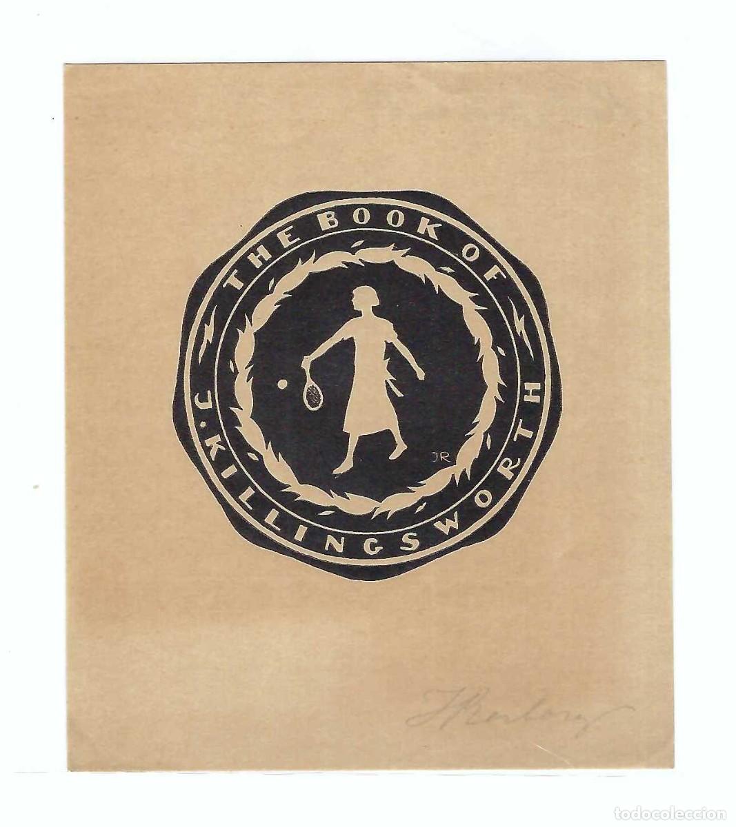 Arte: EX- LIBRIS.- J. KILLINGSWORTH. ARTE. TENIS. LIBROS - Foto 1