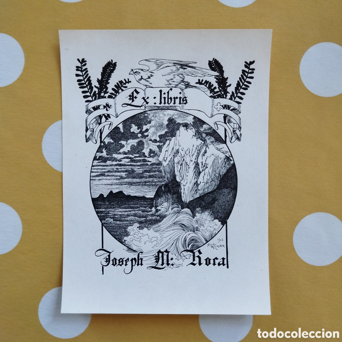 Arte: JOSEPH MARIA ROCA EX LIBRIS Original il&middot;lustraci&oacute; ALEXANDRE DE RIQUER
