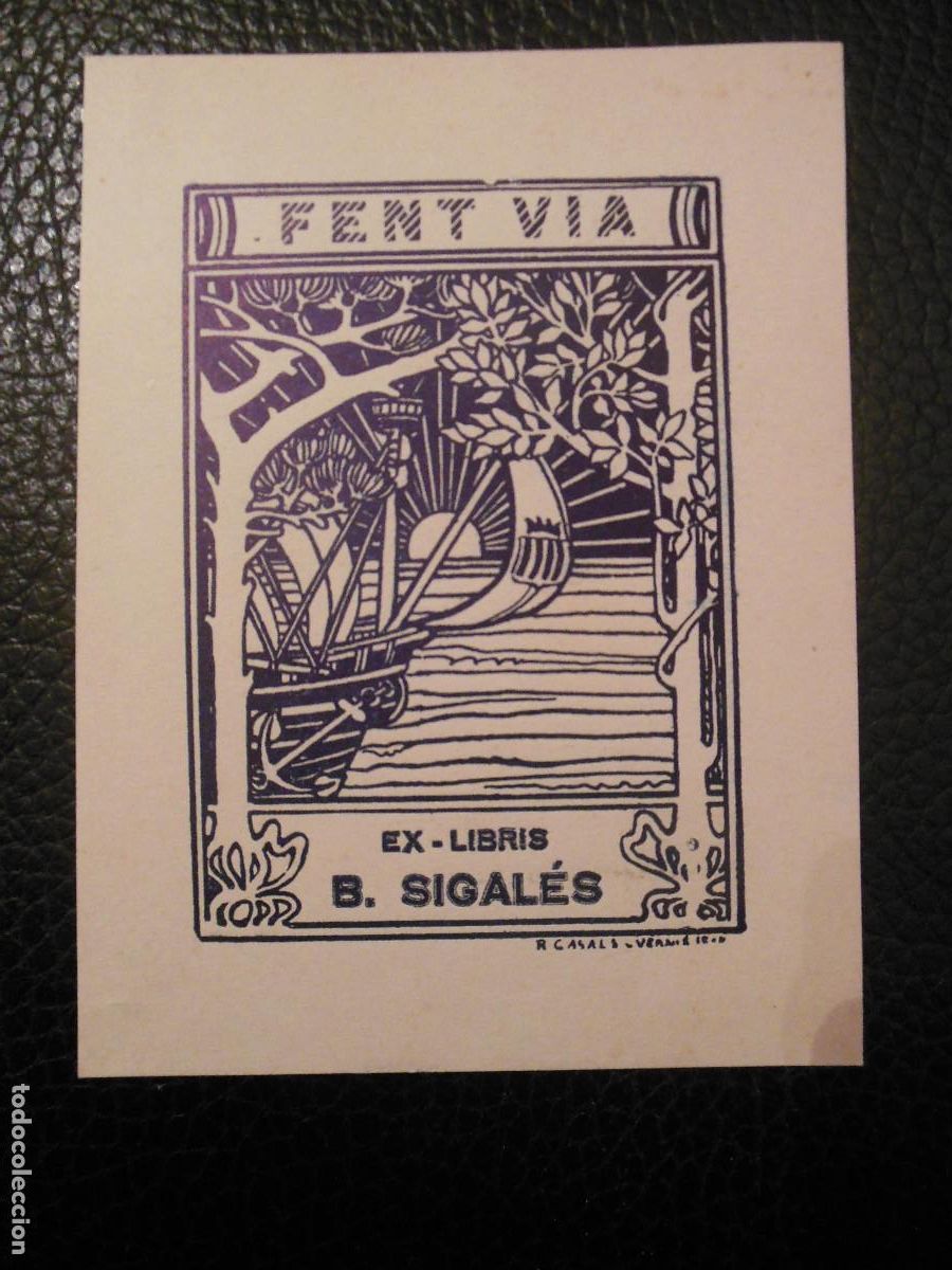 Arte: EXLIBRIS DE RAMON CASALS Y VERNIS PARA B. SIGALES EX LIBRIS BARCO - Foto 1