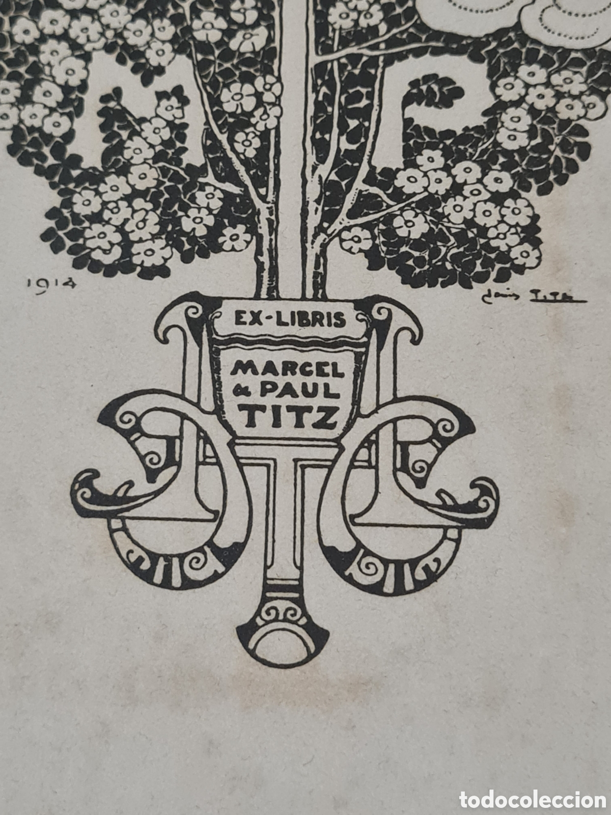 Arte: Antiguo Ex-libris Louis TITZ 1914 - Foto 2