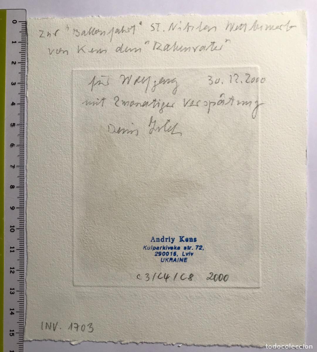 Arte: Ex-libris Exlibris Andriy Kens, 2000. Globo aerost&aacute;tico Cuervo - Foto 3