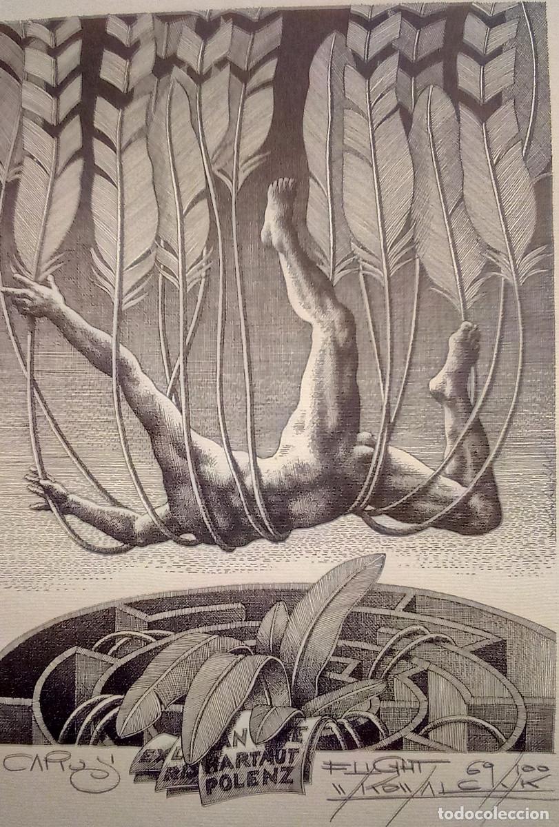 Arte: Ex-libris Exlibris Wojtek Kowalczyk. Laberinto Pluma Vuelo de &Iacute;caro - Foto 2