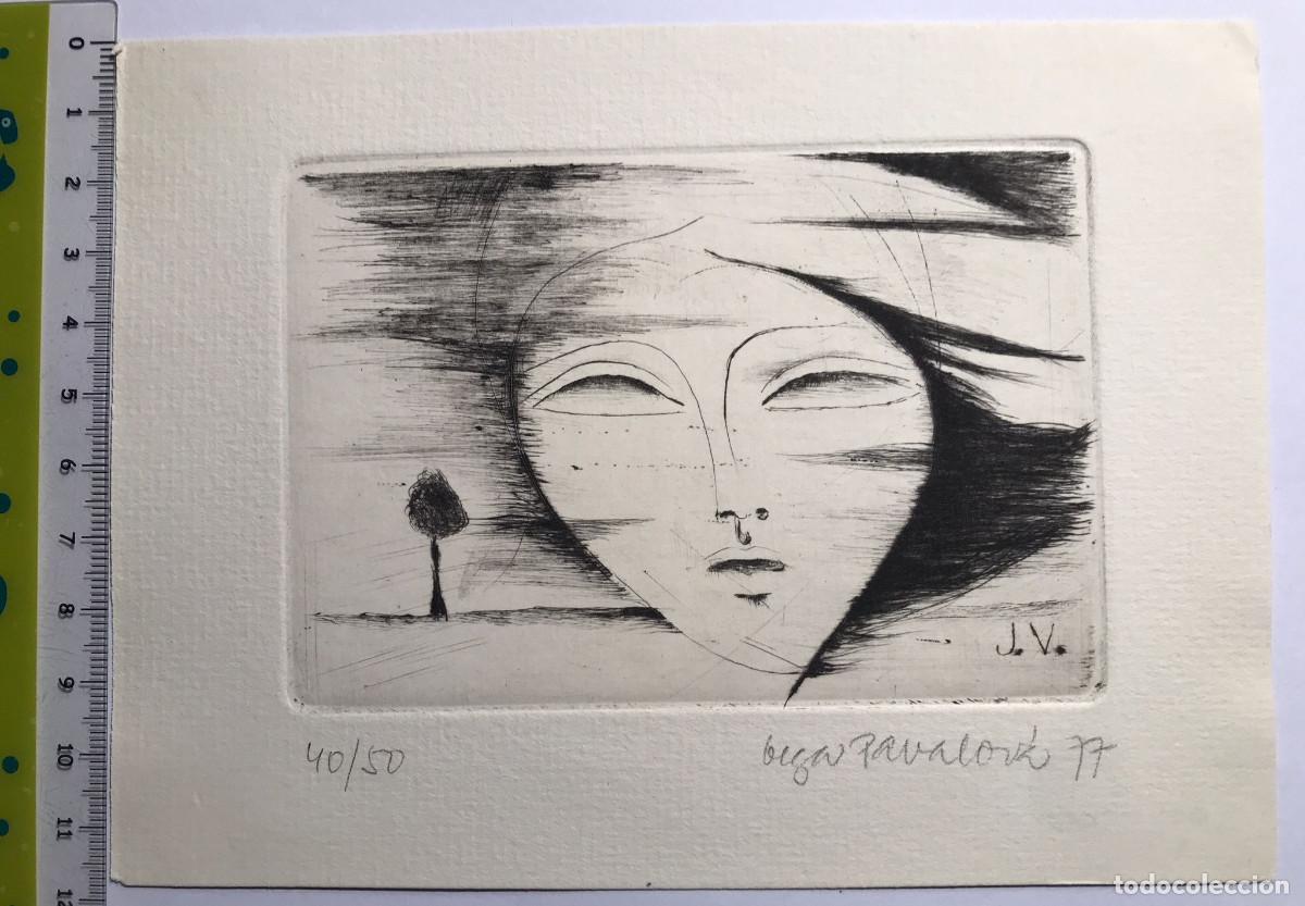 Arte: Ex-libris Exlibris Olga Pavalov&aacute;, 1977. Mujer Rostro - Foto 1