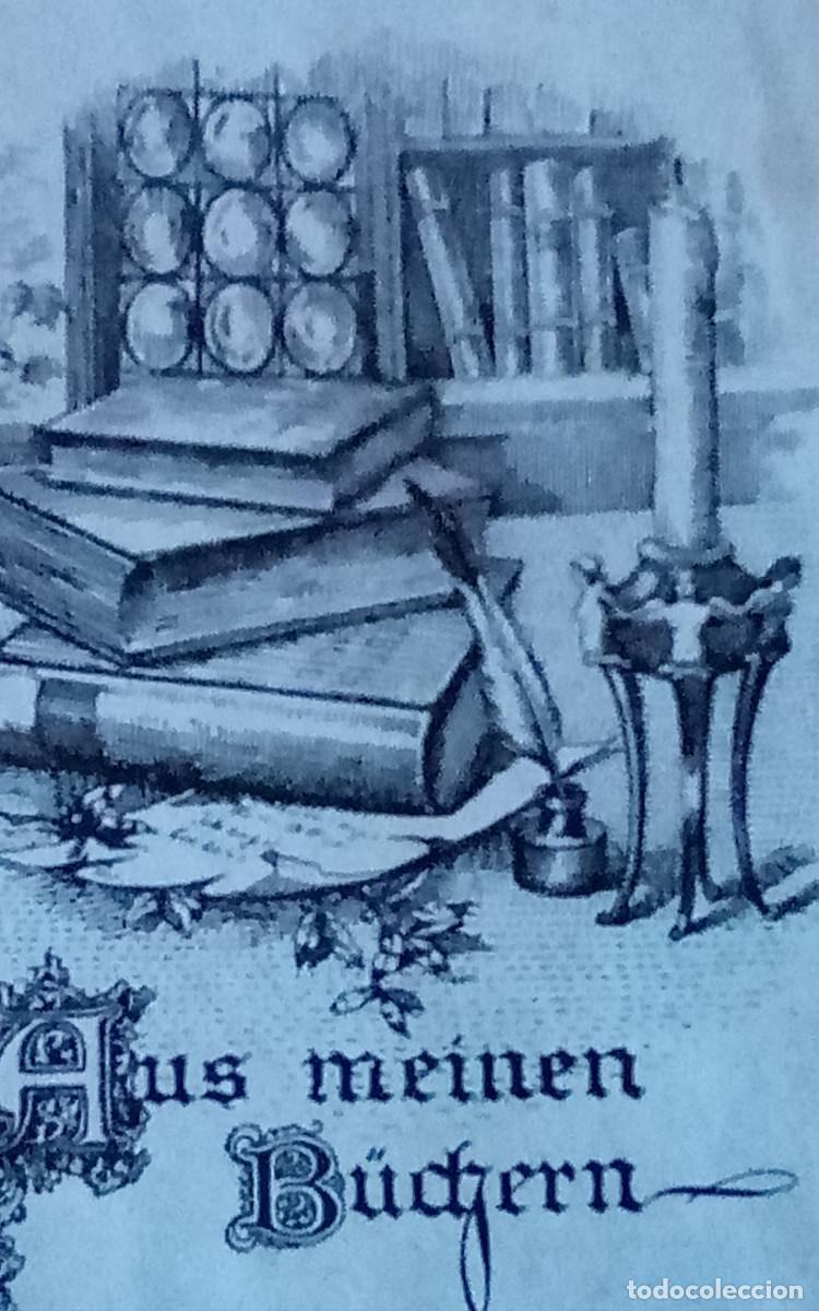 Arte: Ex-libris Exlibris. Libro Vela Tintero Pluma Desnudo - Foto 2