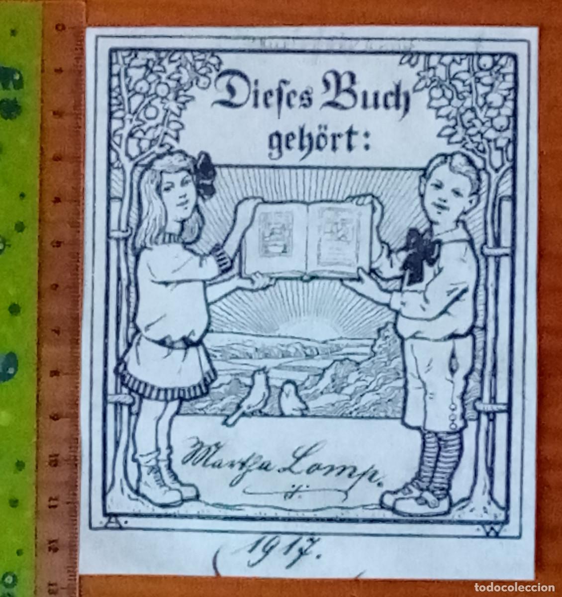 Arte: Ex-libris Exlibris. Libro Vela Tintero Pluma Desnudo - Foto 1