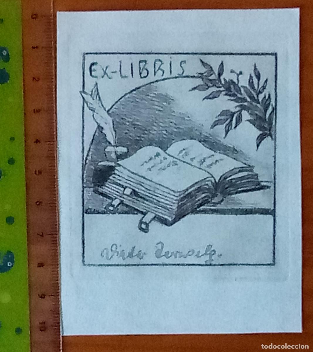 Arte: Ex-libris Exlibris Universal. Libro Tintero Pluma Laurel - Foto 1