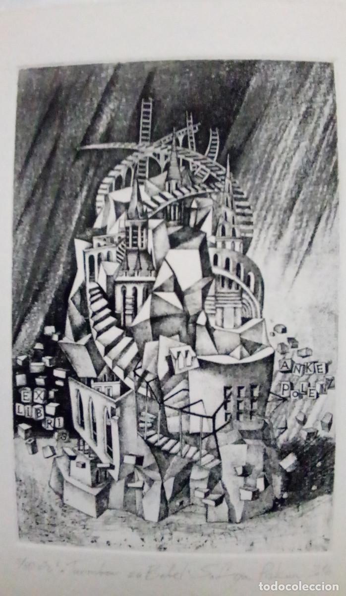 Arte: Ex-libris Exlibris. Torre de Babel. Firmado & numerado - Foto 2