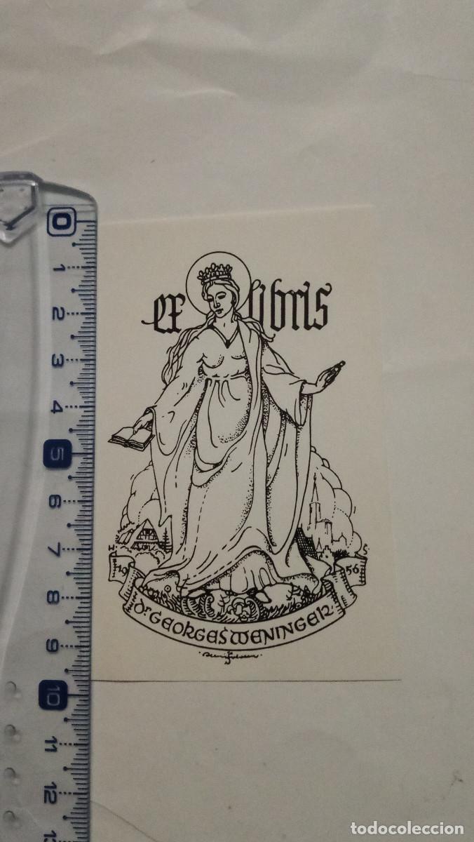 Arte: Ex-libris Exlibris para Georges Weninger, 1956. Mujer Libro - Foto 1