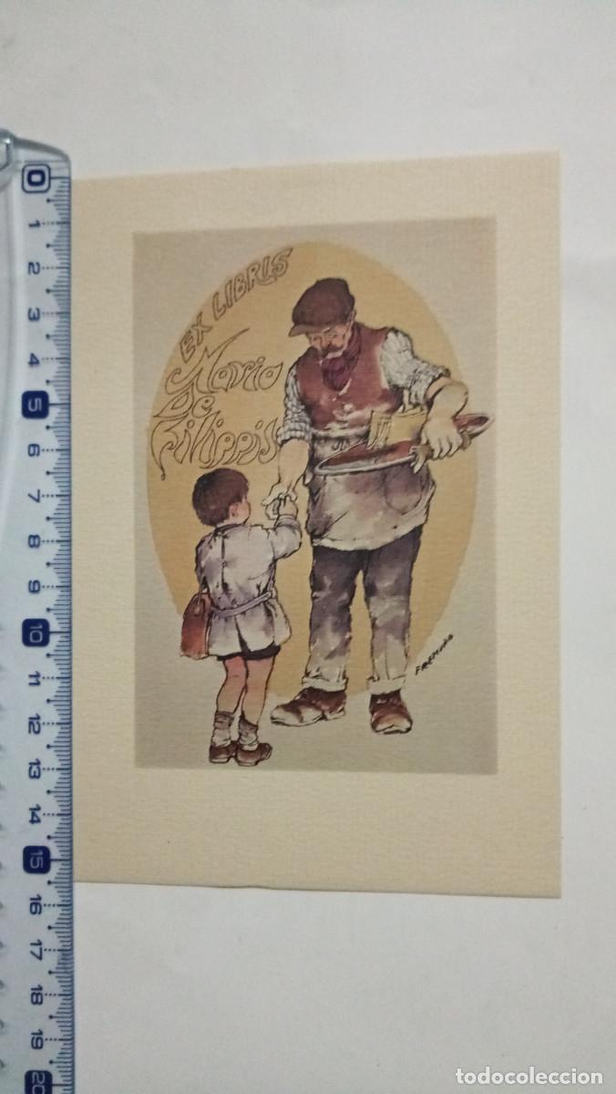 Arte: Ex-libris Exlibris A. Fremura. Vendedor de pizza Ni&ntilde;o