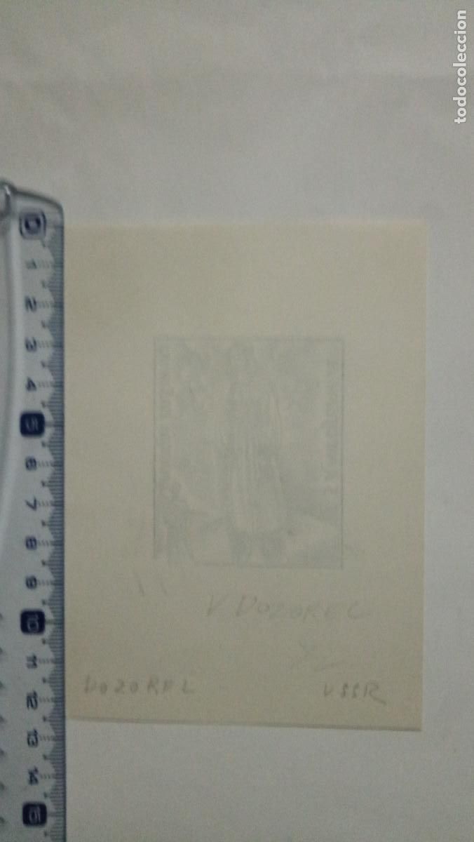 Arte: Ex-libris Exlibris V. Dozorel. Mujer Lira - Foto 2
