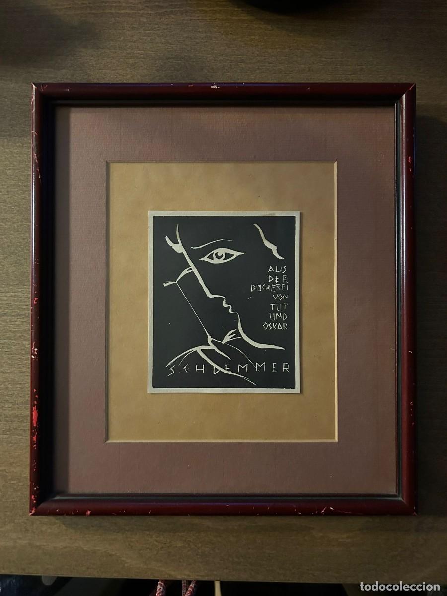 Arte: OSKAR SCHLEMMER (BAUHAUS) - LINOGRABADO EX-LIBRIS TUT UND OSKAR - EDICI&Oacute;N LIMITADA