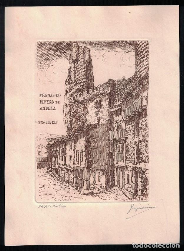 Kunst: EX LIBRIS. CASTILLO DE FR&Iacute;AS. (Burgos) - Rivero de Andrea. Ferando, (Titular)