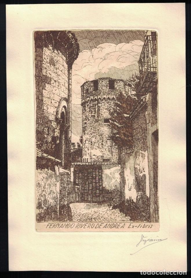 Kunst: EX LIBRIS. IGLESIA DE SAN SEBASTI&Aacute;N Y TORRE DE LA CASA DE LAS CADENAS. (Segovia). - Rivero de Andrea