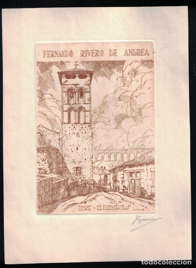 Kunst: EX LIBRIS. IGLESIA DE SAN JUSTO Y ACUEDUCTO ROMANO (Segovia) . - Rivero de Andrea. Ferando, (Titula