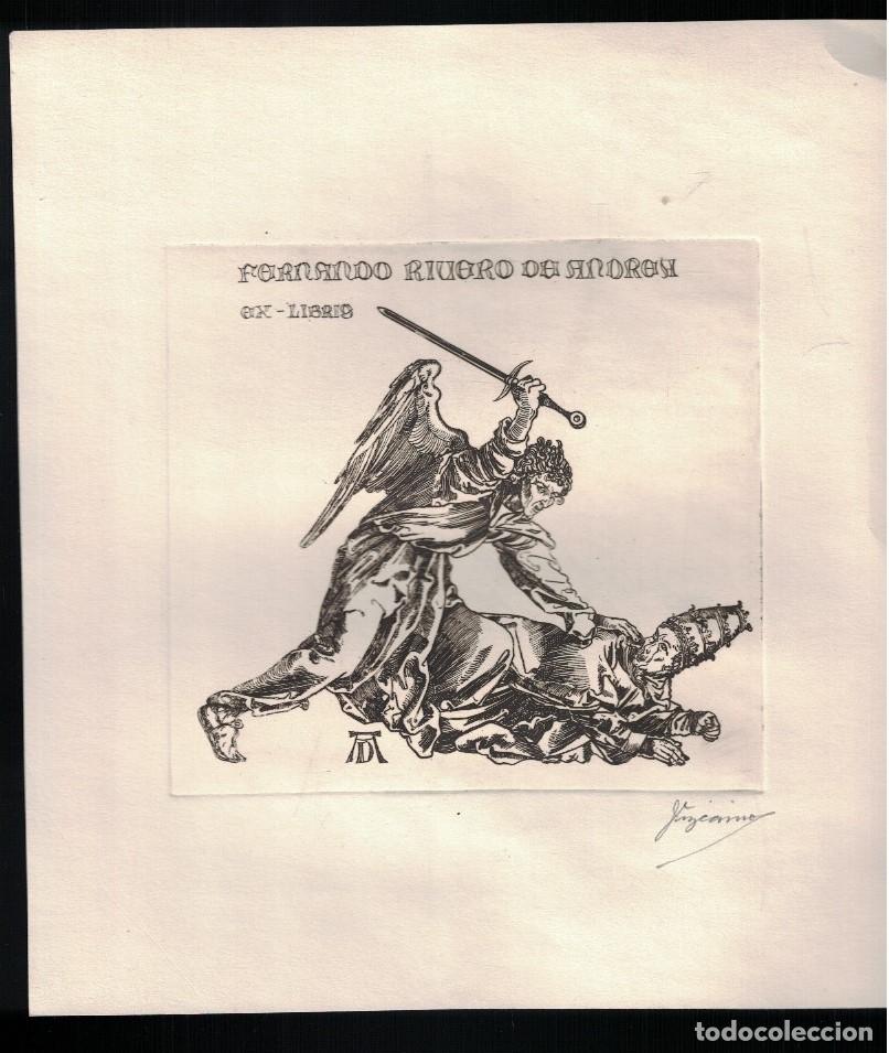 Arte: EX LIBRIS. DOS FIGURAS DEL GRABADO &ldquo;LA BATALLA DE LOS &Aacute;NGELES&rdquo; DE ALBERT DURERO. - Rivero de Andrea.