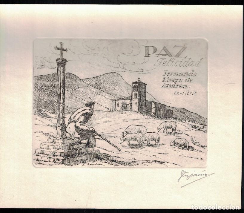 Arte: EX LIBRIS. PAZ Y FELICIDAD. HERMITA DE SAN FRUTOS (Segovia) . - Rivero de Andrea. Ferando, (Titular