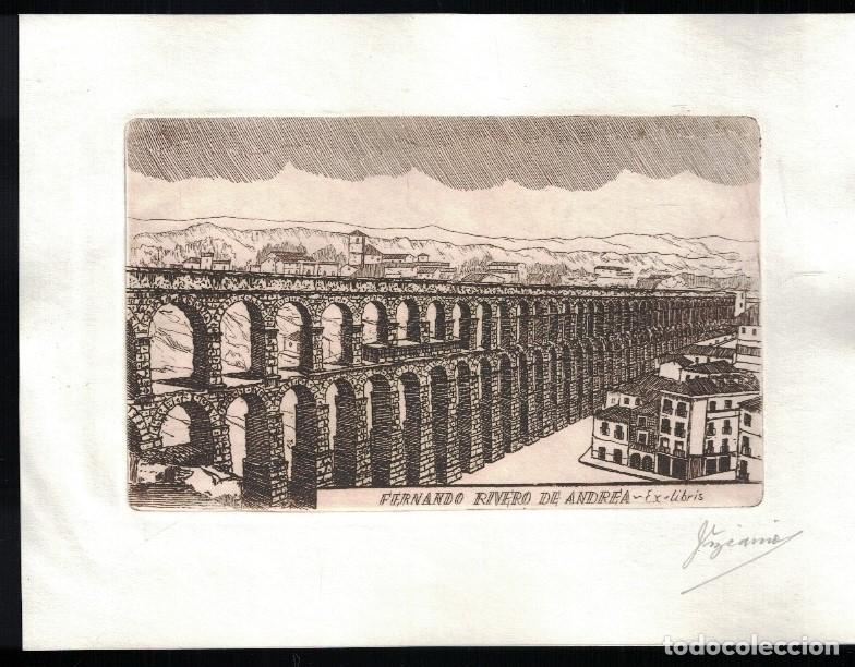 Arte: EX LIBRIS. ACUEDUCTO ROMANO DE SEGOVIA (Segovia) - Rivero de Andrea. Ferando, (Titular)