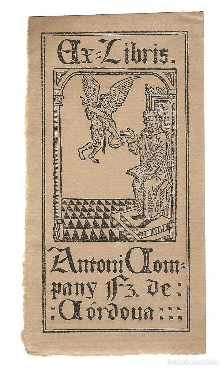 Arte: EX- LIBRIS.- ANTONI COMPANY FZ. DE C&Oacute;RDOBA. &Aacute;NGEL. ARTE. LIBROS