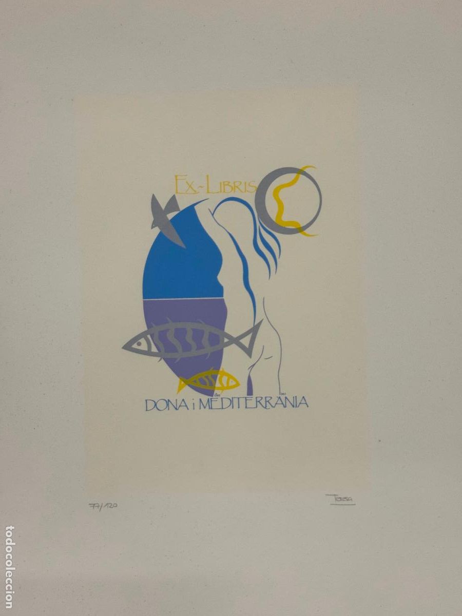 Arte: TERESA COSTA GRAMUNT - EX LIBRIS DONA I MEDITERRANIA - FIRMADO A LAPIZ- LITOGRAFIA -GRANDE-VER FOTOS