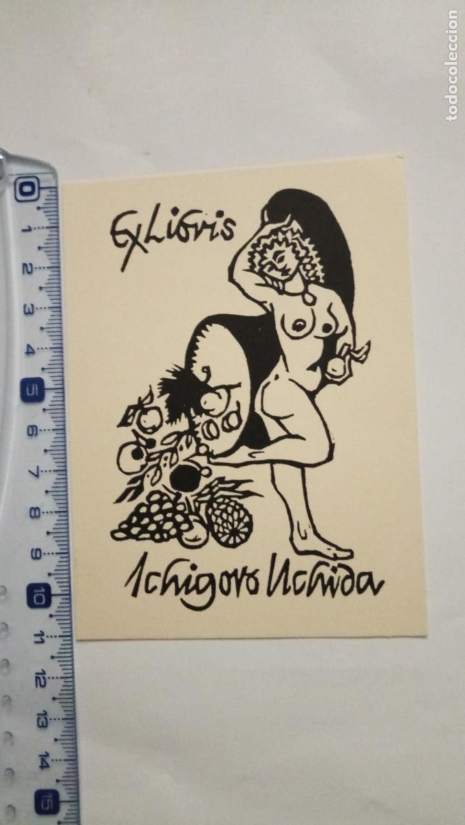 Kunst: Ex-libris Exlibris Eileen M. Clarke, 1985. Mujer Desnudo Cornucopia