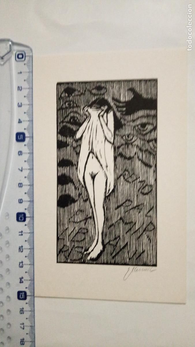 Arte: Ex-libris Exlibris Eduard Albrecht-Hagen, 1984. Mujer Desnudo