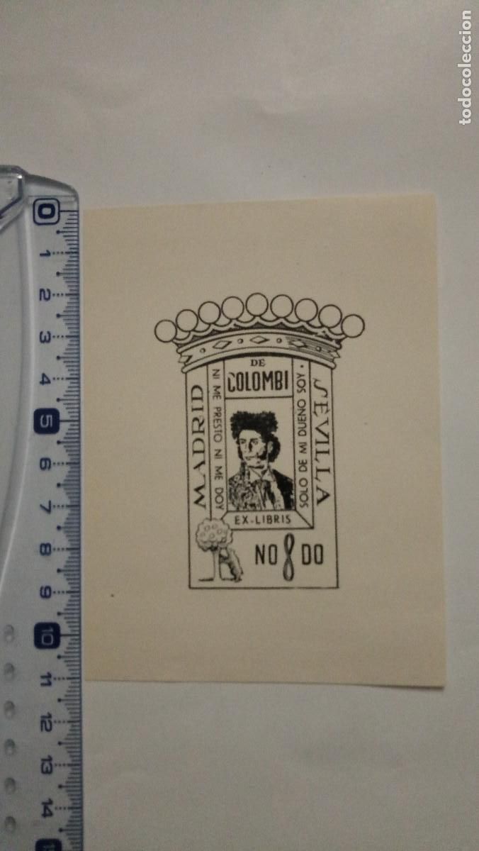 Kunst: Ex-libris Exlibris para Conde de Colomb&iacute;. Torero NO-DO Madrid Sevilla