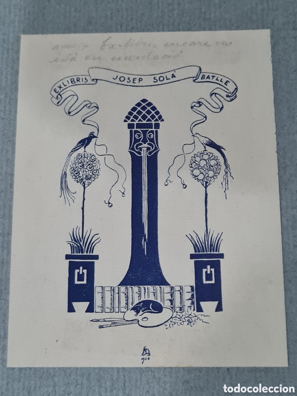 Arte: Antiguo Ex-libris JOSEP SOL&Aacute; BATLLE( aquest Ex-libris encare no est&aacute; en circulacio)