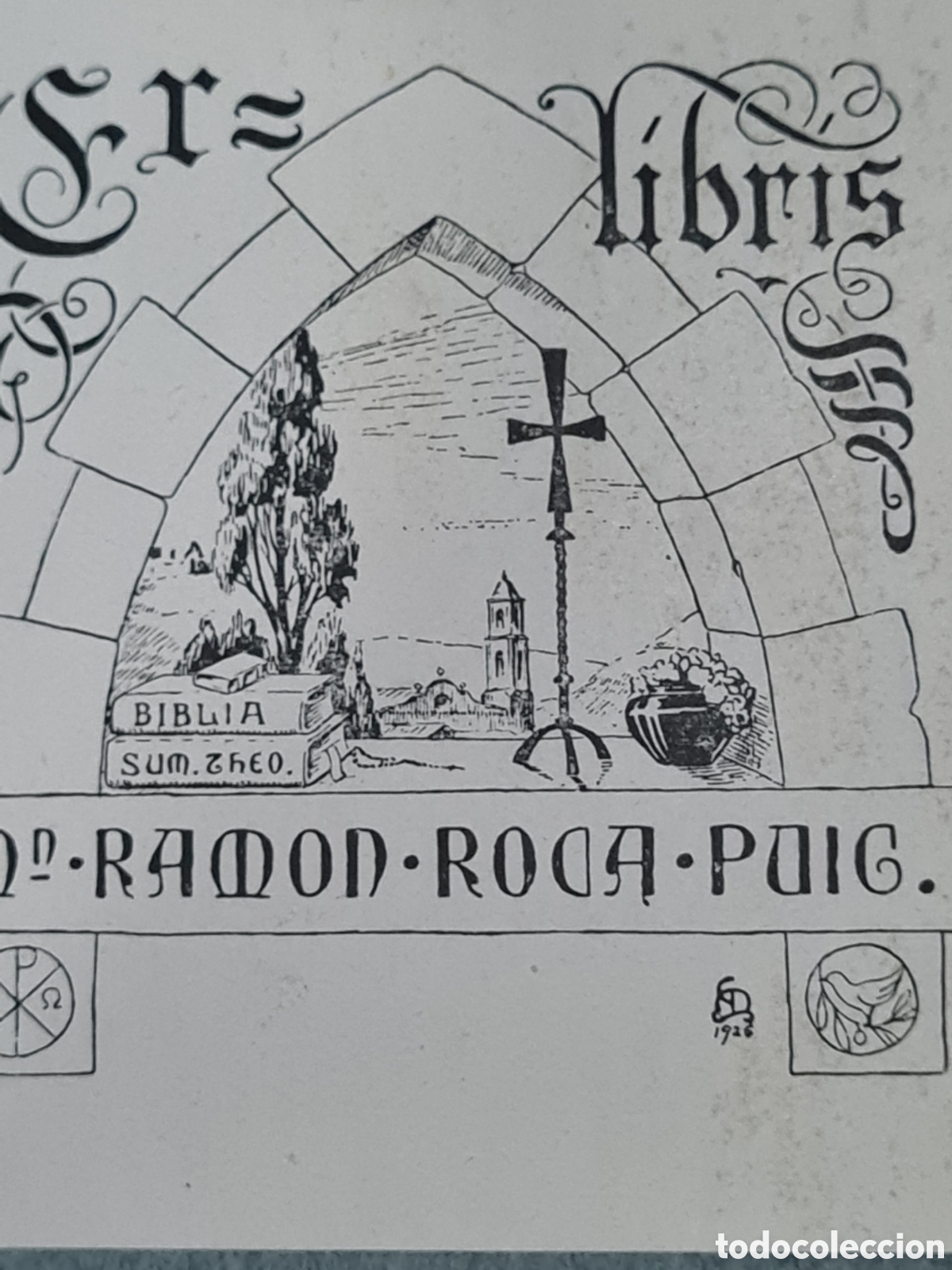 Arte: Antiguo Ex-libris Ram&oacute;n Roca Puig - Foto 2
