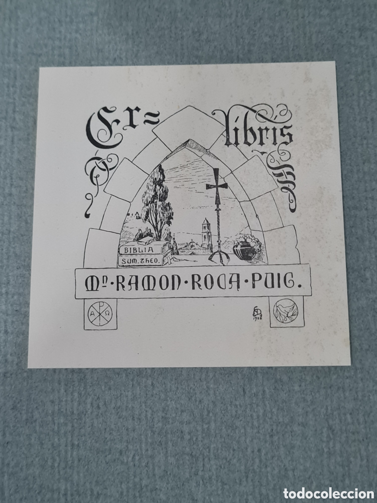 Arte: Antiguo Ex-libris Ram&oacute;n Roca Puig - Foto 1