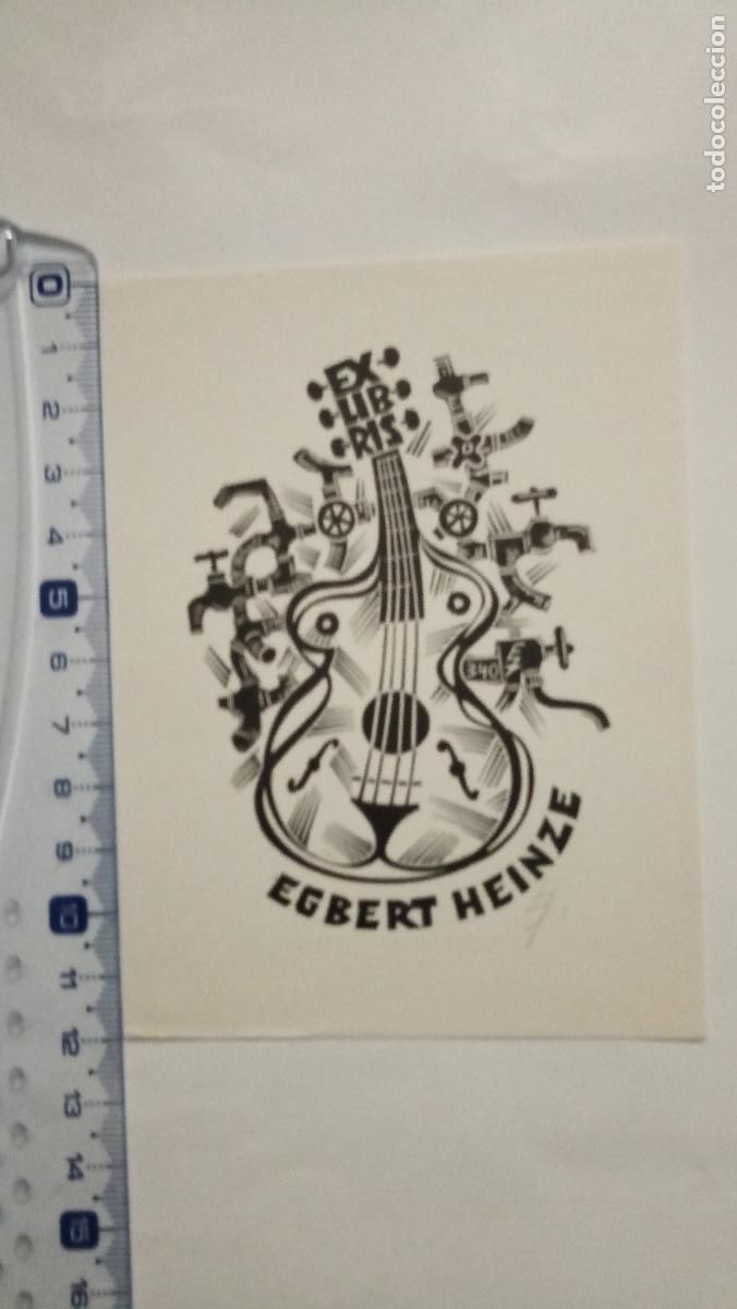 Art: Ex-libris Exlibris Erhard Zierold, opus 340. Guitarra Mujer Desnudo Grifo