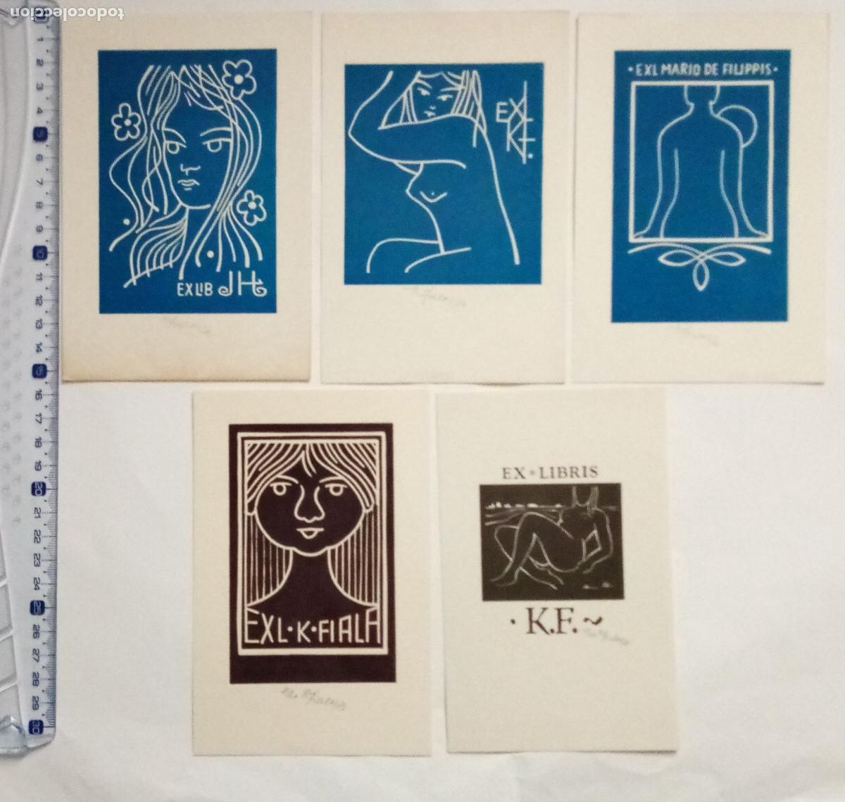Art: Lote de 5 Ex-libris Ex-libris Karel Fiala. Mujer Desnudo