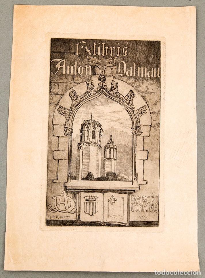 Arte: ALEXANDRE DE RIQUER - EXLIBRIS ANTON DALMAU - 1914 - PAPEL JAP&Oacute;N