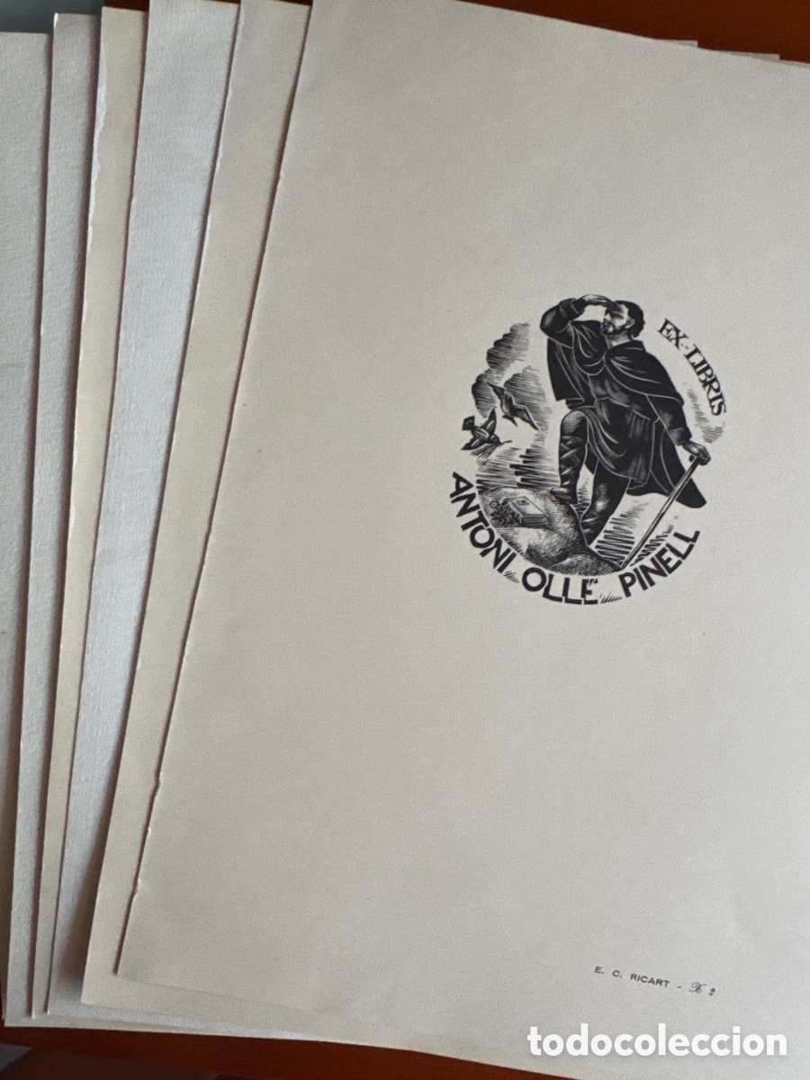 Arte: Ex-Libris-Xilograf&iacute;a de E.C. RICART, 1958-Antoni Oll&eacute; Pinell