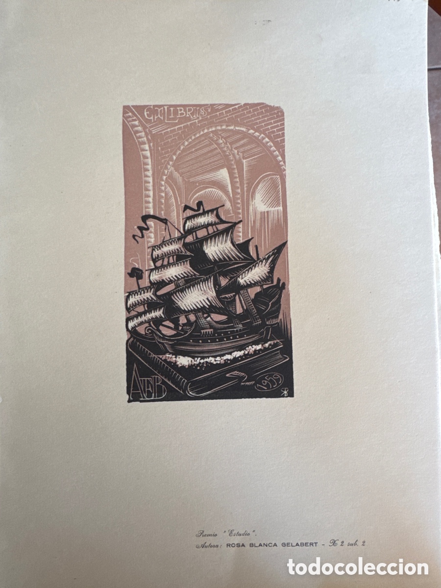 Arte: Ex-Libris-PREMIO &ldquo;ESTUDIO&rdquo; ROSA BLANCA GELABERT, 1959-X2-AEB N.19